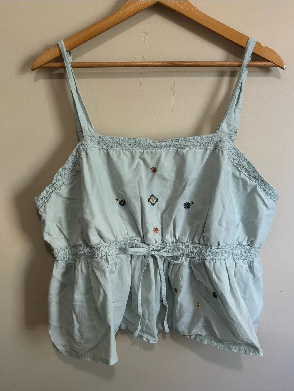Celebrity Pink Mint Green Embroidered Peplum Cropped Cami Tank 3XL